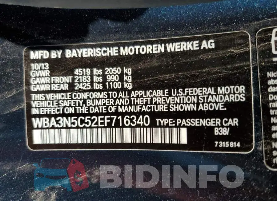WBA3N5C52EF716340 Photo# 10