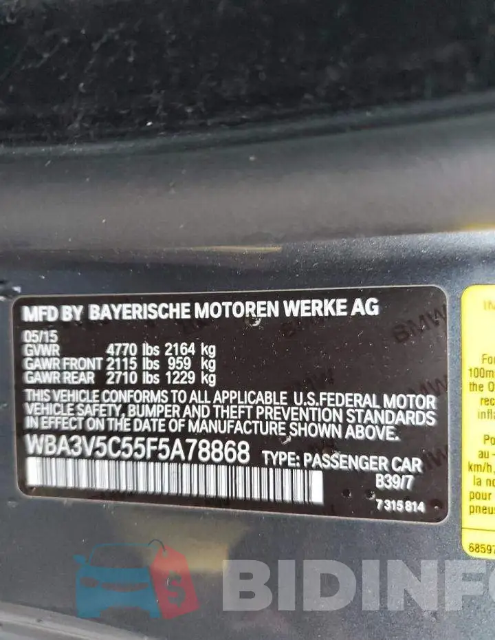 WBA3V5C55F5A78868 Photo# 10