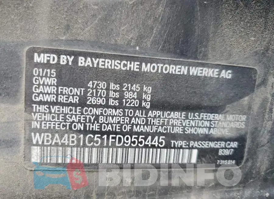 WBA4B1C51FD955445 Photo# 10