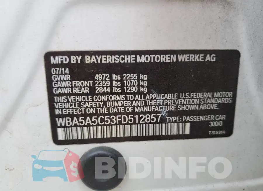 WBA5A5C53FD512857 Photo# 10
