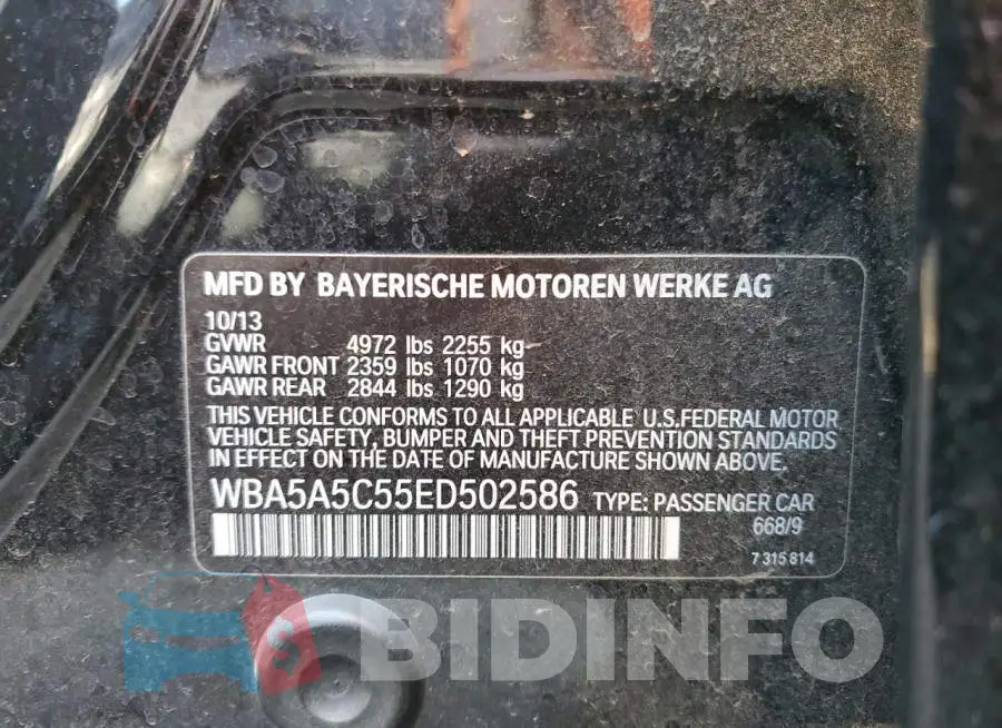 WBA5A5C55ED502586 Photo# 10