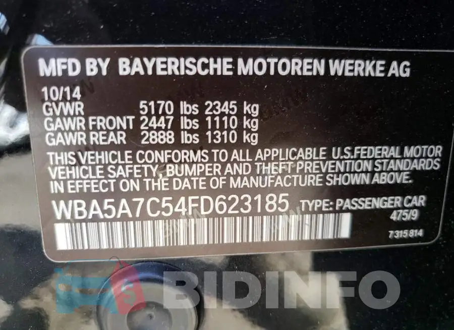 WBA5A7C54FD623185 Photo# 10