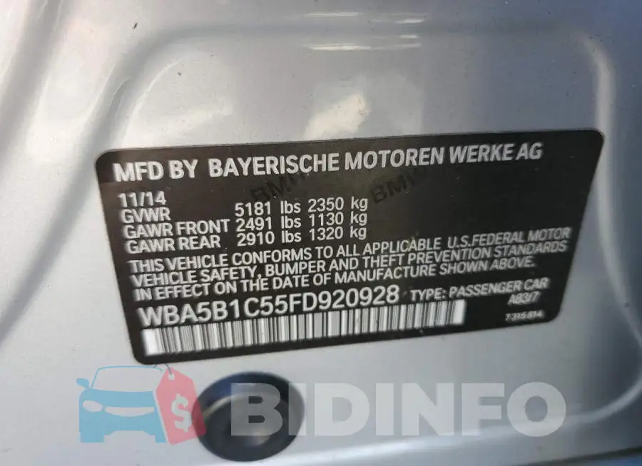 WBA5B1C55FD920928 Photo# 10