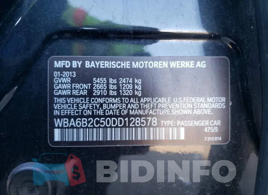 WBA6B2C50DD128578 Photo# 10