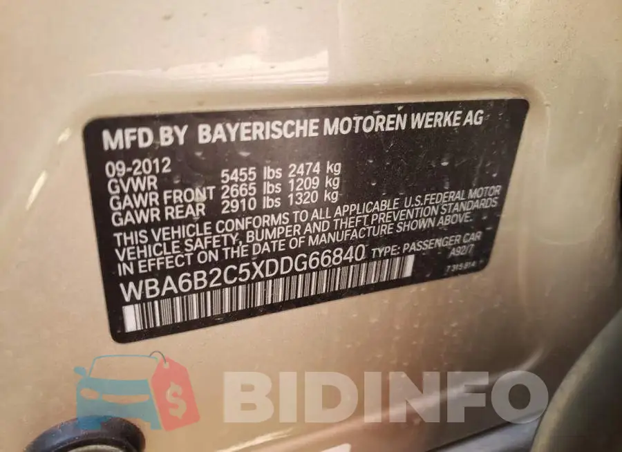 WBA6B2C5XDDG66840 Photo# 10