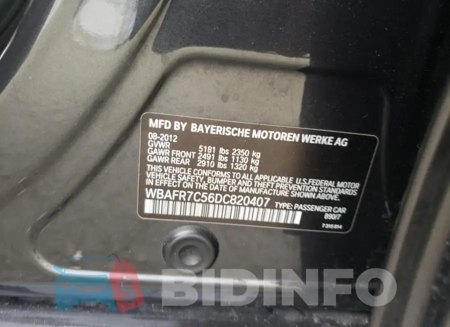 WBAFR7C56DC820407 Photo# 10