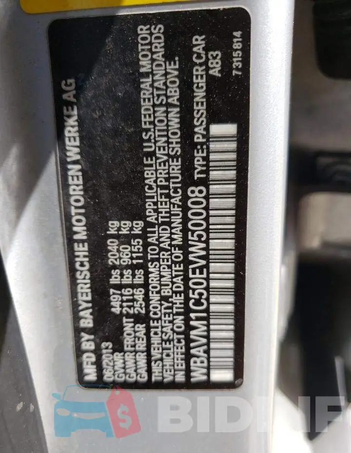 WBAVM1C50EVW50008 Photo# 10