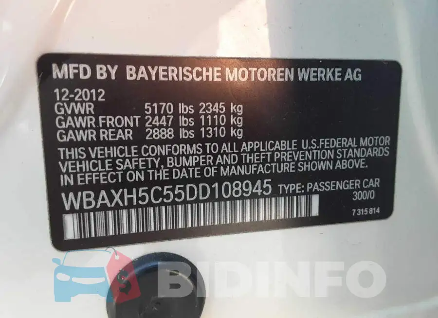 WBAXH5C55DD108945 Photo# 10