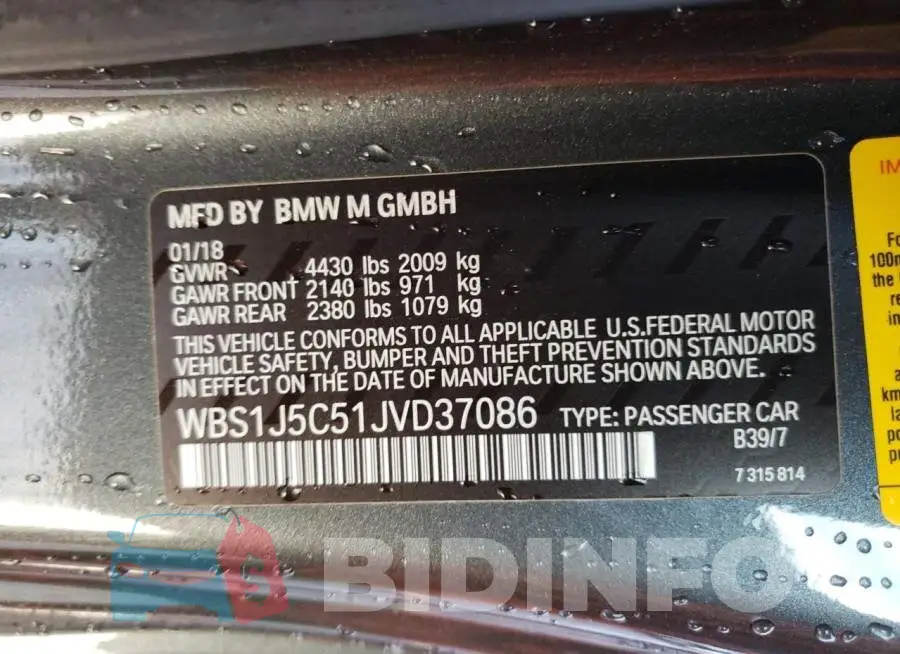 WBS1J5C51JVD37086 Photo# 12