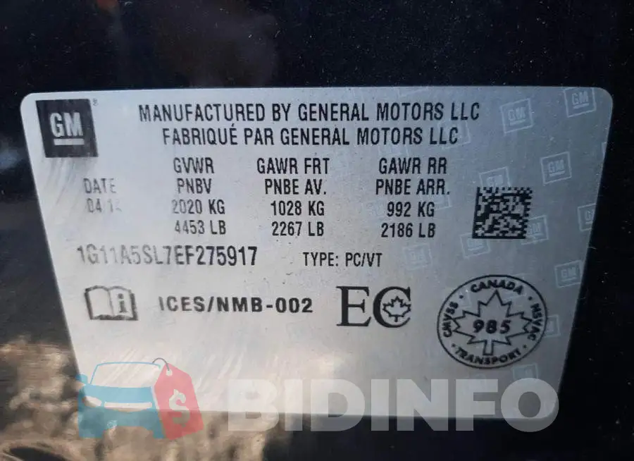 1G11A5SL7EF275917 Photo# 10