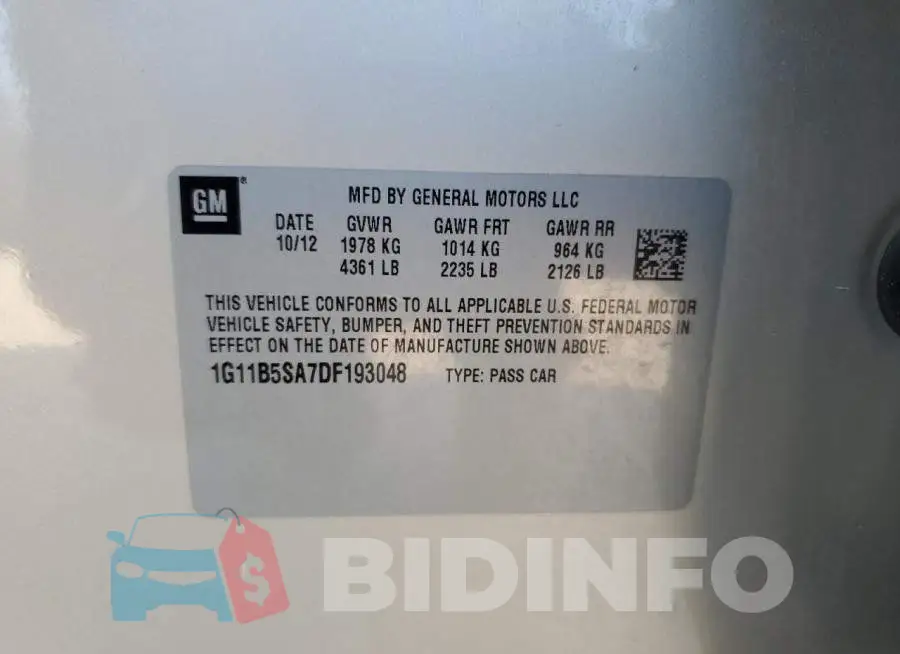 1G11B5SA7DF193048 Photo# 10