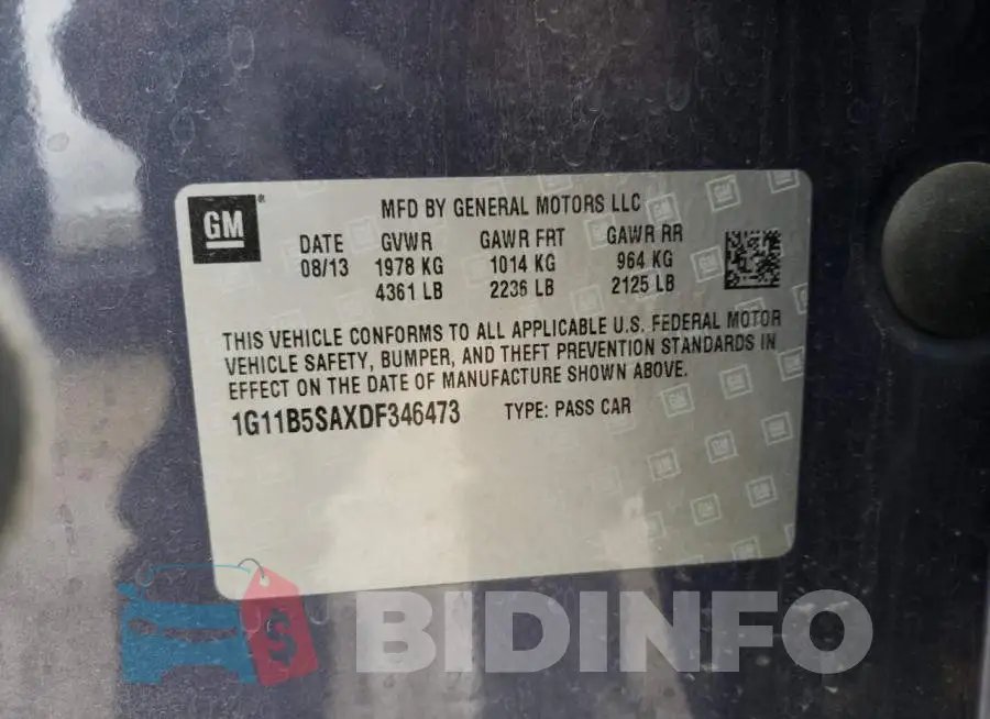1G11B5SAXDF346473 Photo# 12