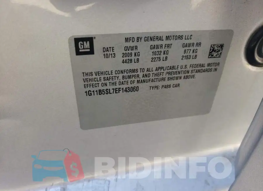 1G11B5SL7EF143060 Photo# 12