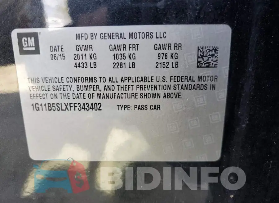 1G11B5SLXFF343402 Photo# 10
