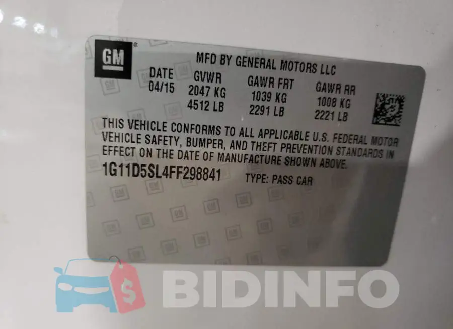 1G11D5SL4FF298841 Photo# 12