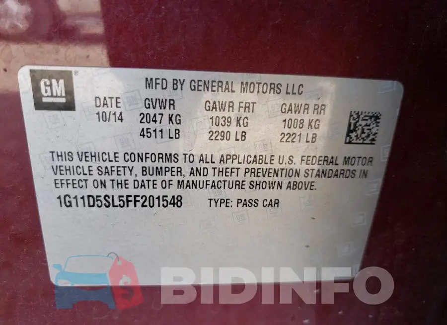 1G11D5SL5FF201548 Photo# 10