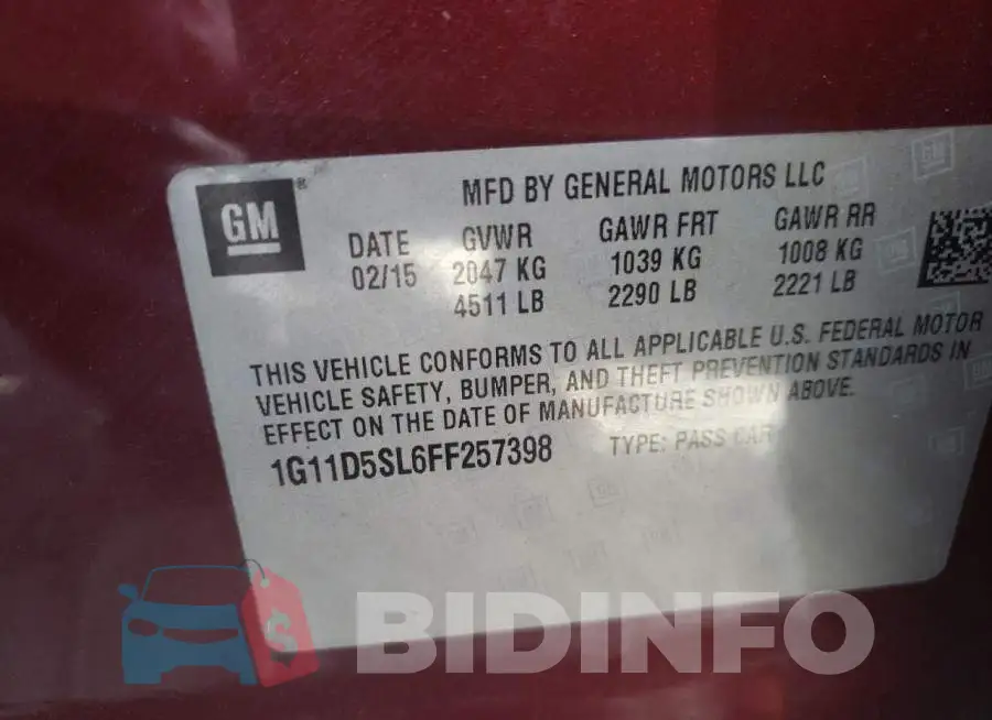1G11D5SL6FF257398 Photo# 10