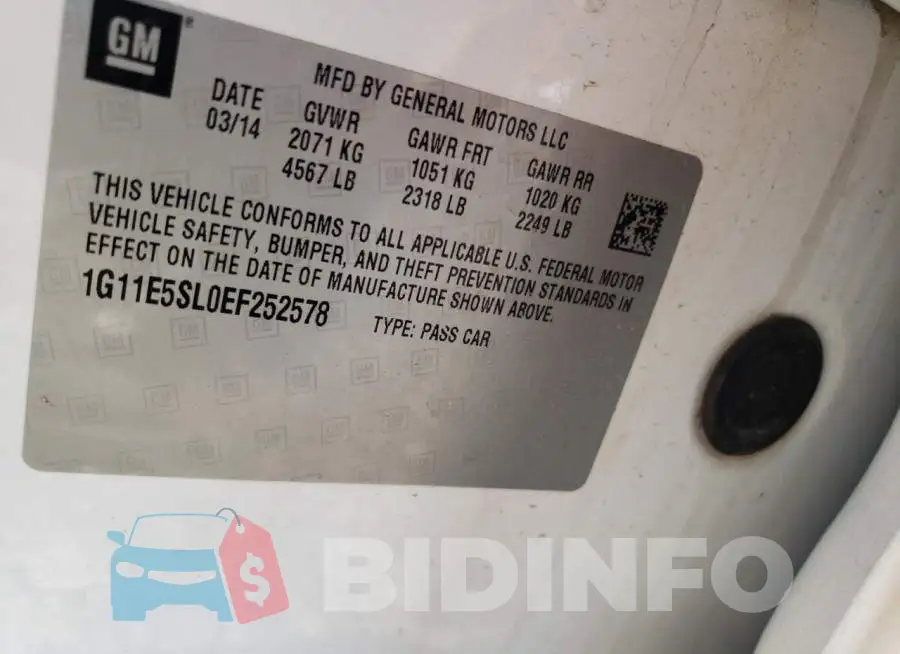 1G11E5SL0EF252578 Photo# 10