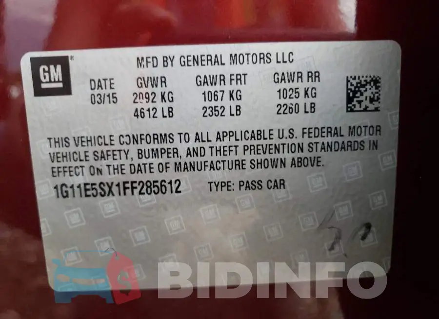 1G11E5SX1FF285612 Photo# 10