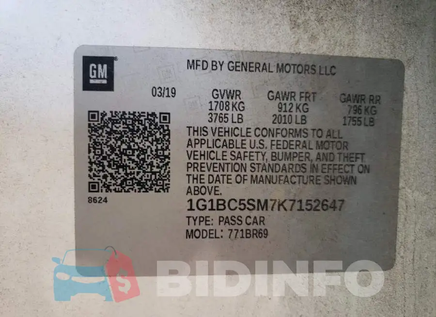 1G1BC5SM7K7152647 Photo# 10