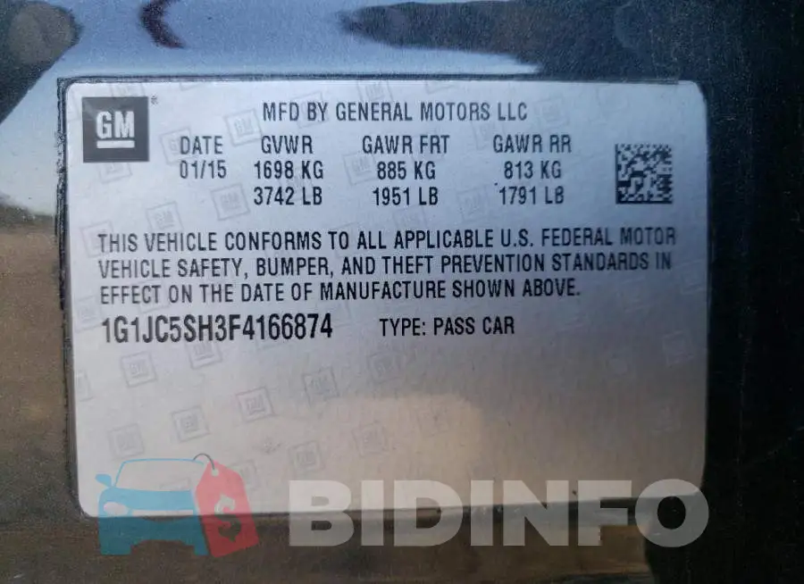1G1JC5SH3F4166874 Photo# 10