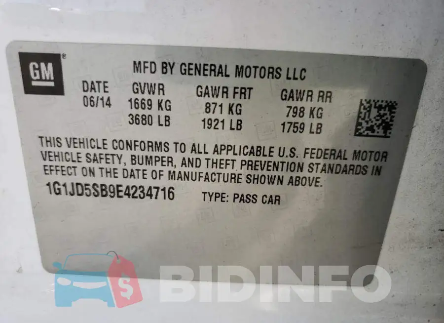 1G1JD5SB9E4234716 Photo# 10