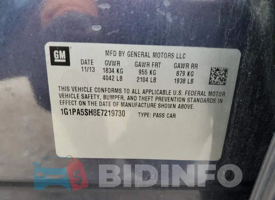 1G1PA5SH8E7219730 Photo# 10