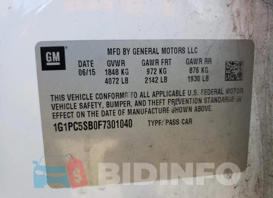 1G1PC5SB0F7301040 Photo# 10