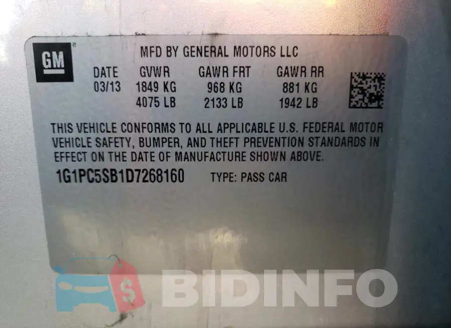 1G1PC5SB1D7268160 Photo# 10