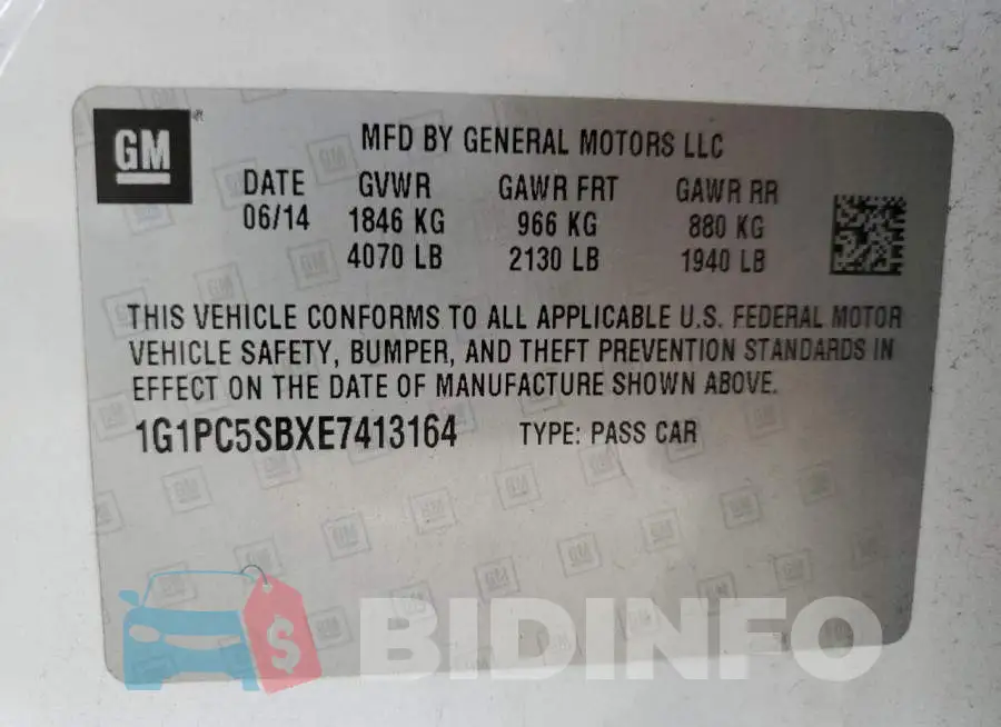 1G1PC5SBXE7413164 Photo# 10
