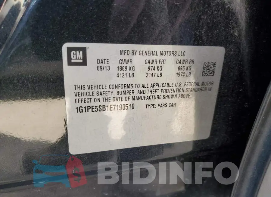 1G1PE5SB1E7190510 Photo# 12