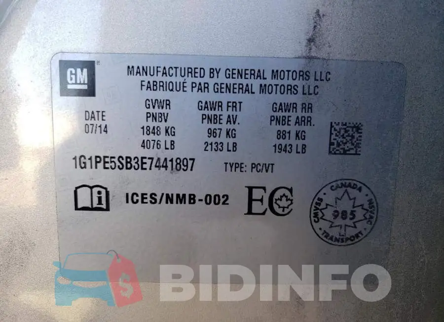 1G1PE5SB3E7441897 Photo# 10
