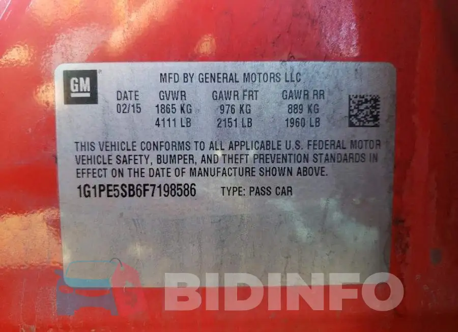 1G1PE5SB6F7198586 Photo# 12