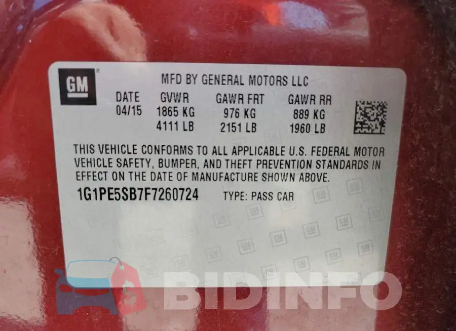 1G1PE5SB7F7260724 Photo# 10