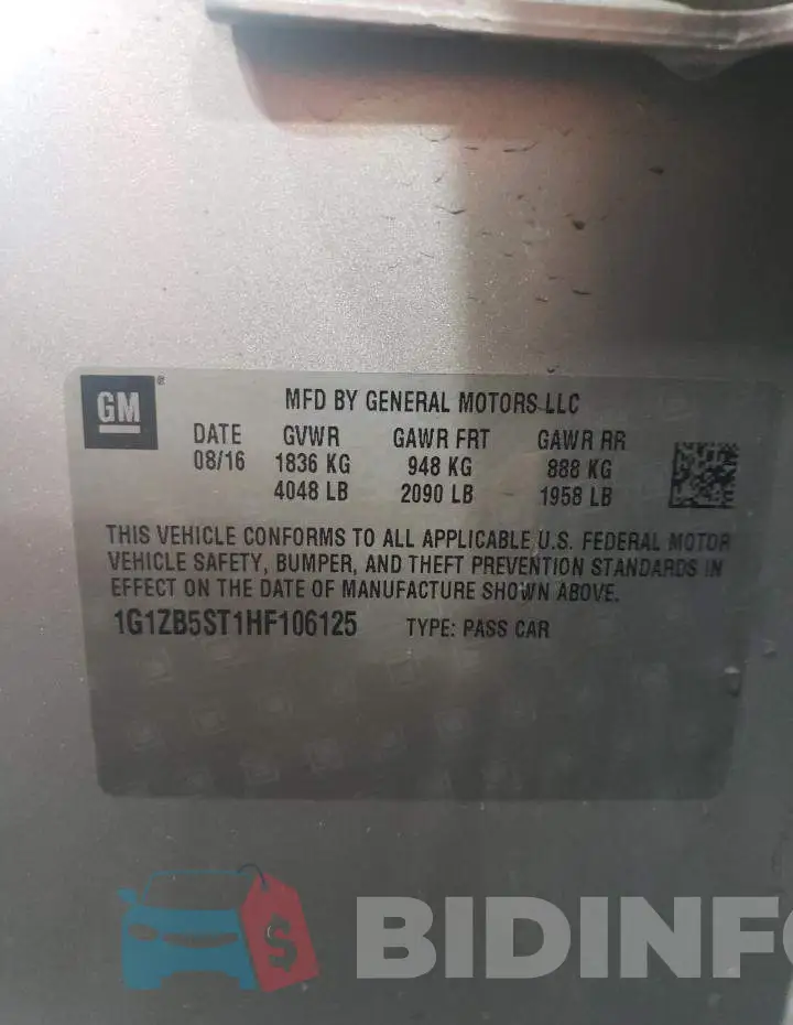 1G1ZB5ST1HF106125 Photo# 10