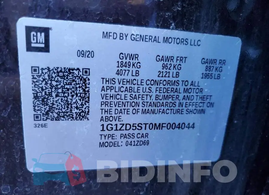 1G1ZD5ST0MF004044 Photo# 13