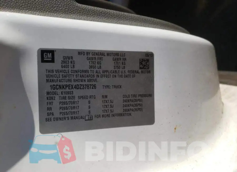 1GCNKPEX4DZ378726 Photo# 10