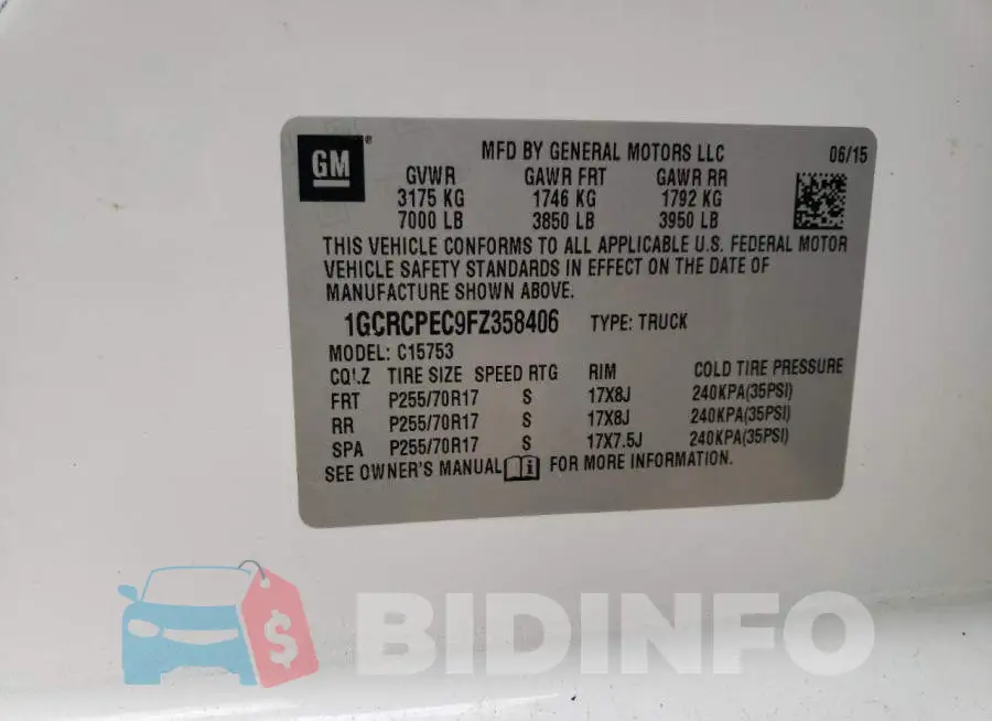 1GCRCPEC9FZ358406 Photo# 13