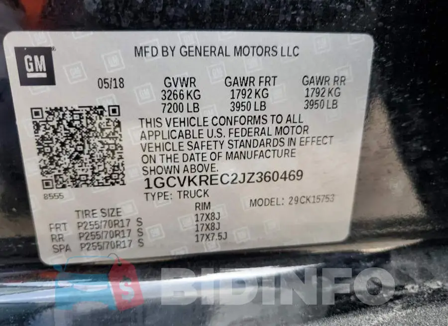 1GCVKREC2JZ360469 Photo# 10