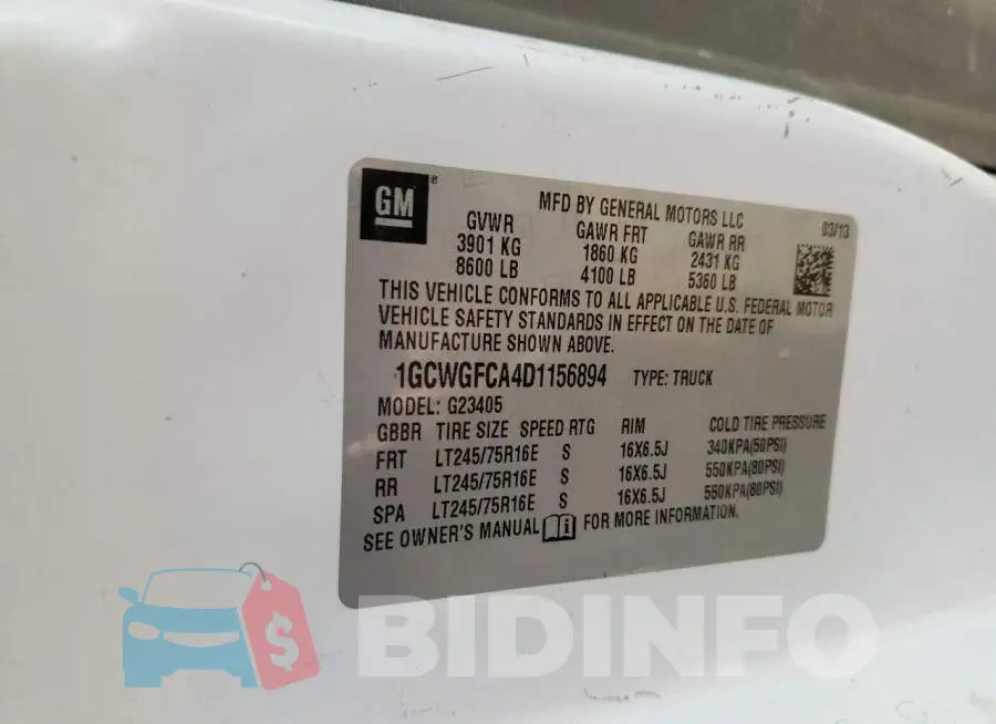 1GCWGFCA4D1156894 Photo# 10