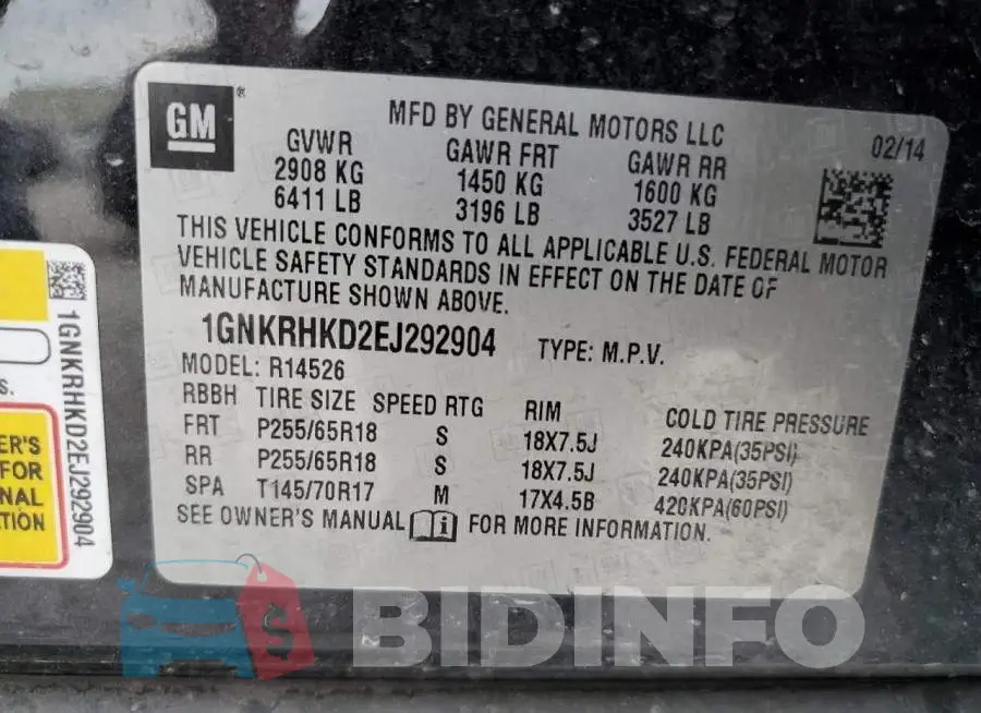 1GNKRHKD2EJ292904 Photo# 10