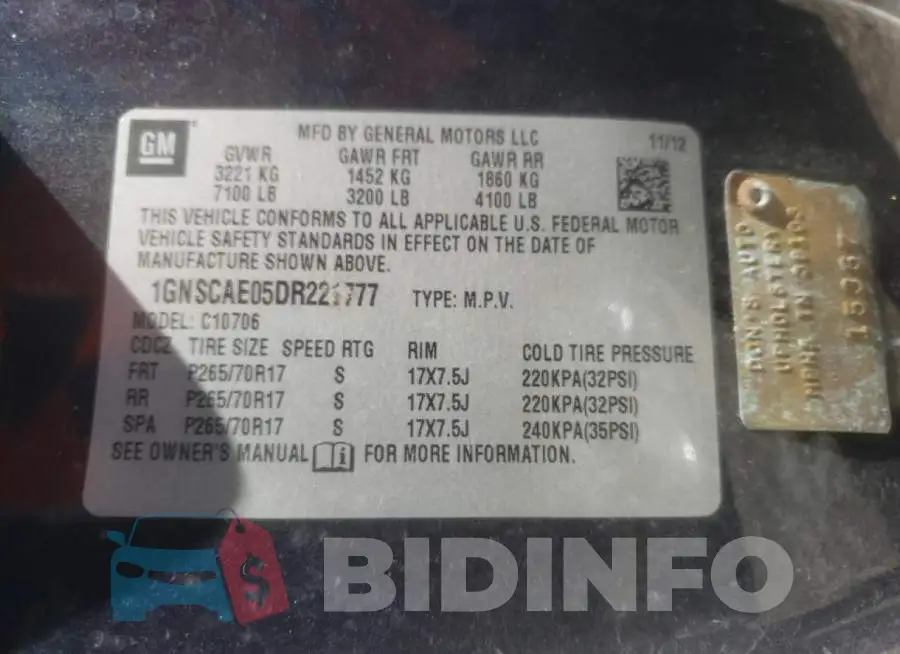 1GNSCAE05DR221777 Photo# 10