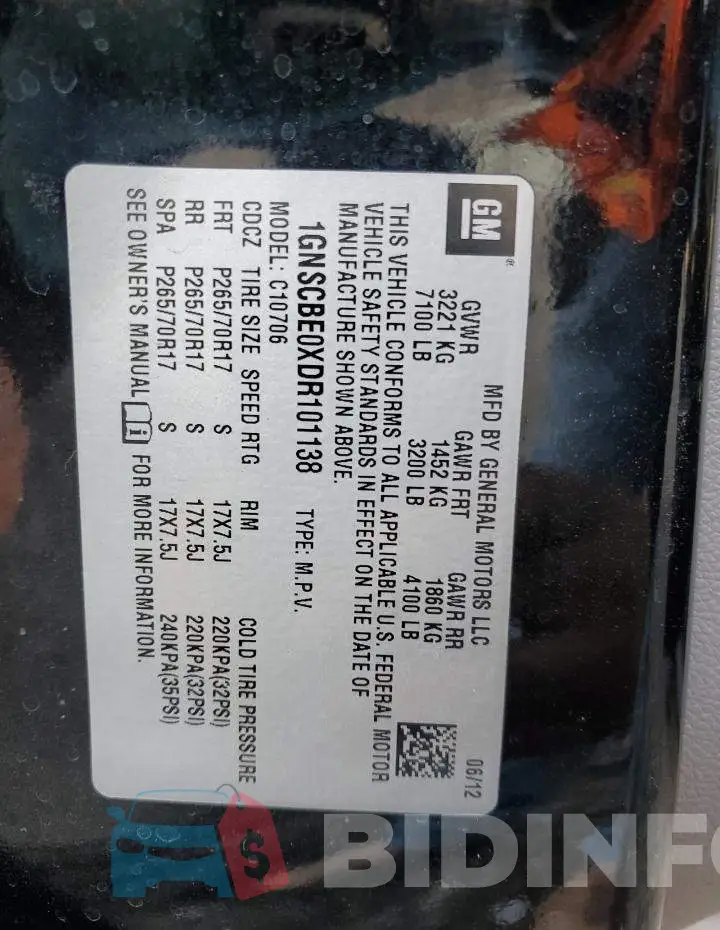 1GNSCBE0XDR101138 Photo# 10