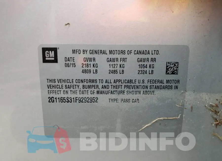 2G1165S31F9292952 Photo# 10