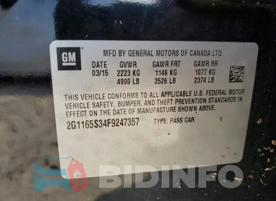 2G1165S34F9247357 Photo# 10