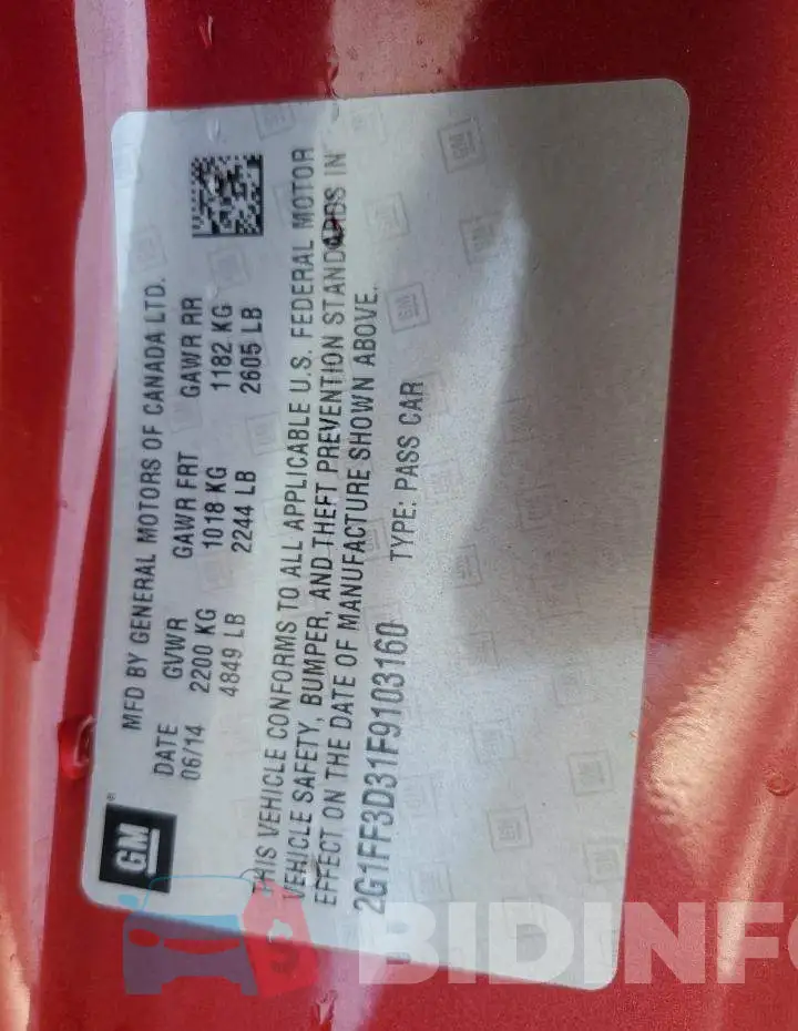 2G1FF3D31F9103160 Photo# 10