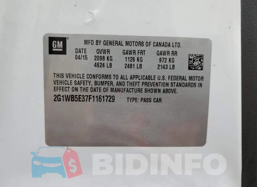 2G1WB5E37F1161729 Photo# 10
