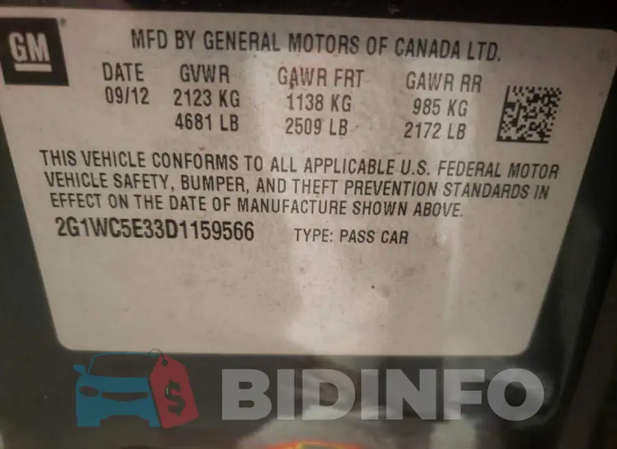 2G1WC5E33D1159566 Photo# 12