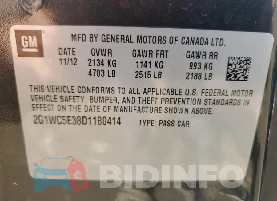 2G1WC5E38D1180414 Photo# 10