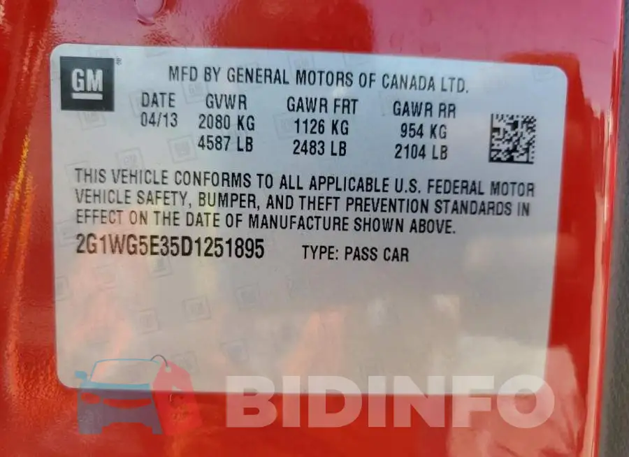 2G1WG5E35D1251895 Photo# 10